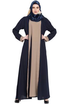 Navy-blue Shrug style kashibo abaya 1
