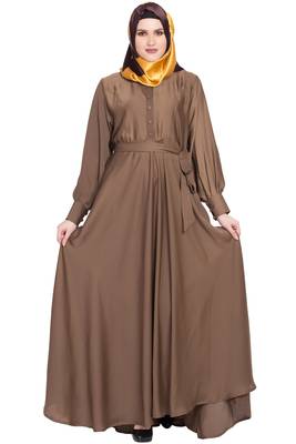 Gold plain nida abaya 1