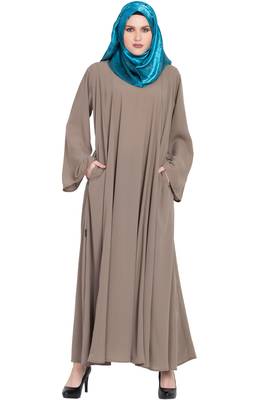 Beige plain kashibo abaya 1