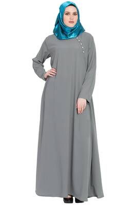 Grey plain kashibo abaya 1