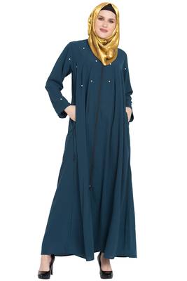 Teal plain kashibo abaya 1