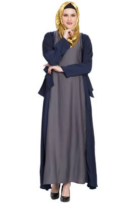 Blue plain nida abaya 1