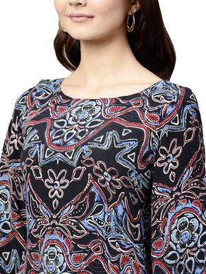 Black Printed Art Silk Long Kurti 5