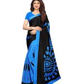 Black printed crepe saree with blouse