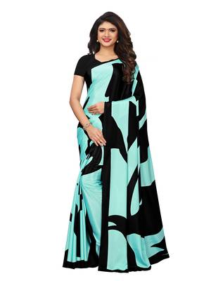 Multicolor printed crepe saree with blouse 1