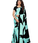 Multicolor printed crepe saree with blouse