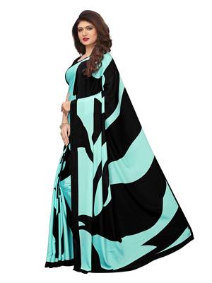 Multicolor printed crepe saree with blouse 2