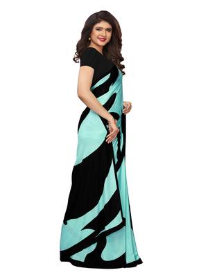 Multicolor printed crepe saree with blouse 3