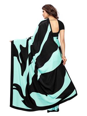 Multicolor printed crepe saree with blouse 4