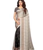 Grey printed shimmer saree with blouse