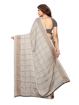 Grey printed shimmer saree with blouse 4