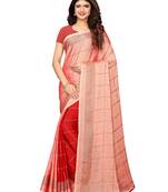 Peach Printed Shimmer Saree With Blouse