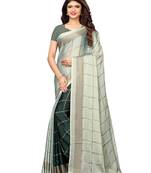 Green Printed Shimmer Saree With Blouse