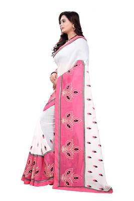 Pink woven art silk saree with blouse 3