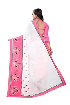 Pink woven art silk saree with blouse 4