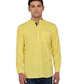 Yellow Plain Cotton Men Kurtas