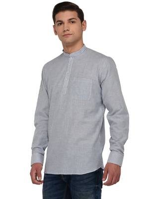 White Printed Cotton Men Kurtas 2