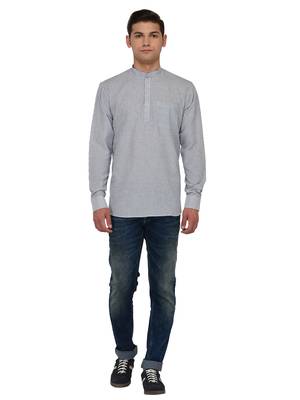 White Printed Cotton Men Kurtas 5