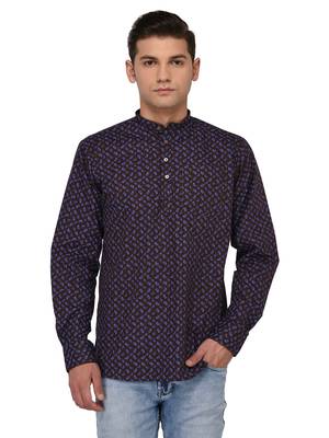 Brown Printed Cotton Men Kurtas 1