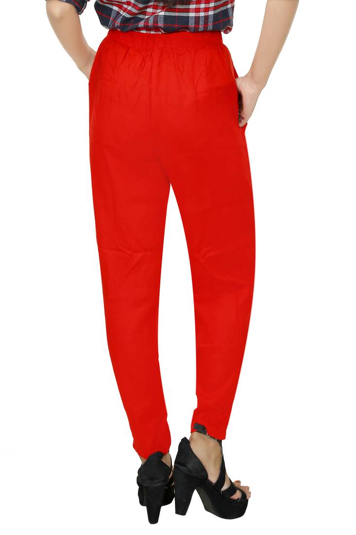 Freshlooms Royal Blue & Red Rayon Leggings Trouser Pants for Women