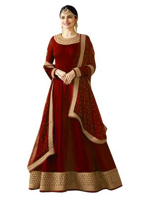 Red embroidered faux georgette salwar 1
