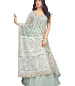 Powder blue  embroidered faux georgette anarkali dress