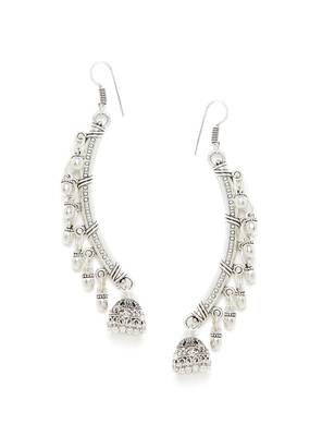 Zerokaata Long Oxidized Silver Bell Jhumkas 2
