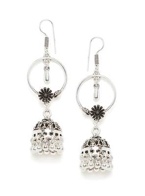 Zerokaata Floral Oxidized Silver Jhumki Balis 2