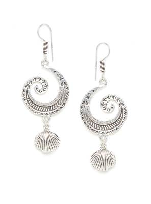 Zerokaata Spiral Oxidized Silver Earrings 2