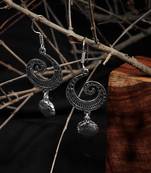 Zerokaata Spiral Oxidized Silver Earrings