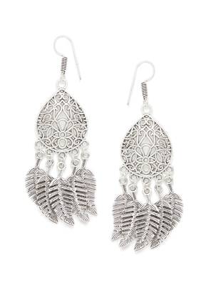 Zerokaata Leafy Oxidized Silver Earrings 2