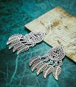 Zerokaata Leafy Oxidized Silver Earrings