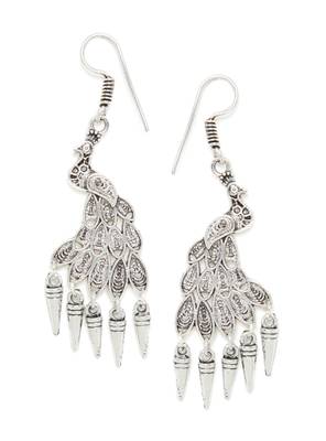Zerokaata Oxidized Silver Peacock Earrings 2