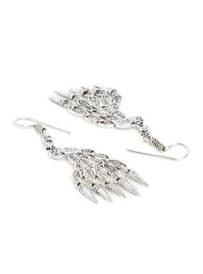 Zerokaata Oxidized Silver Peacock Earrings 3