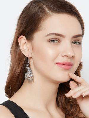 Zerokaata Oxidized Silver Peacock Earrings 4