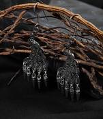 Zerokaata Oxidized Silver Peacock Earrings