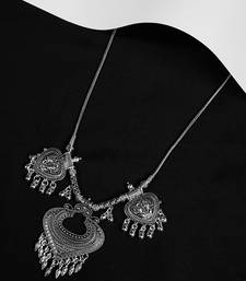 zerokaata/ Fashion Jewellery Embellished Oxidized Silver Chain Necklace with Heart Pendants for Women /& Girls