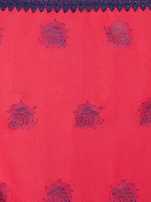 Red embroidered art silk saree with blouse 4