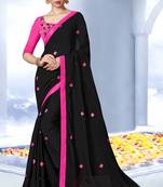 Black embroidered georgette saree with blouse