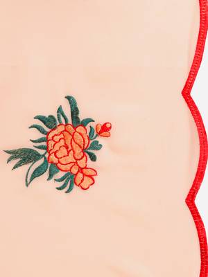 Peach embroidered georgette saree with blouse 4