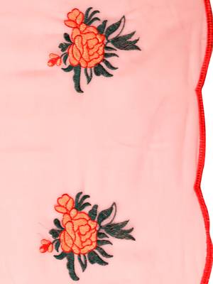 Pink embroidered georgette saree with blouse 4