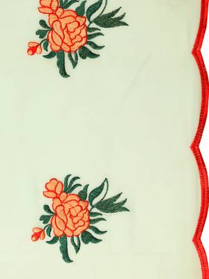 Parrot green embroidered georgette saree with blouse 4