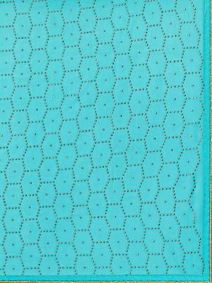 Sea green embroidered georgette saree with blouse 4