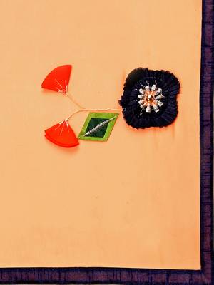 Orange embroidered georgette saree with blouse 4