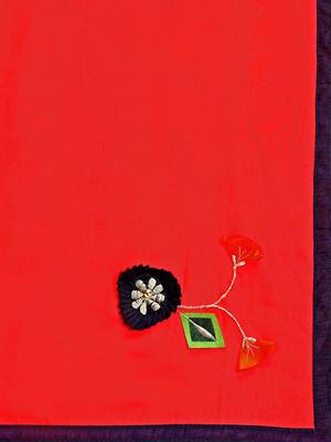 Red embroidered georgette saree with blouse 4