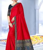 Black embroidered silk blend saree with blouse