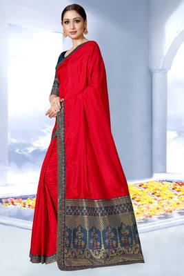 Black embroidered silk blend saree with blouse 3