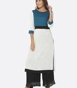 White solid rayon kurtas-and-kurtis