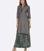 Grey printed polyester kurtas-and-kurtis