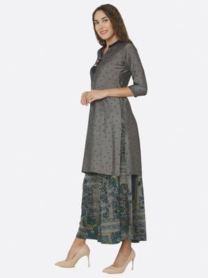 Grey printed polyester kurtas-and-kurtis 3